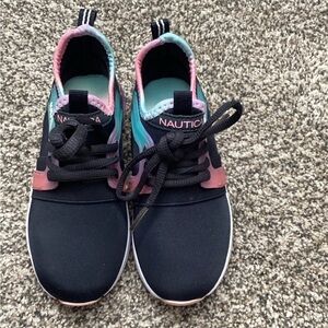 Nautica Kids' Black and Pink Sneakers with Blue Accent size 11